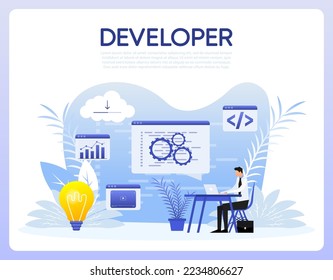 Developing people in flat style. Vector illustration