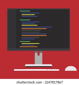 Developing programmer Team Development Website design and coding technologies working in software company office vector illustration