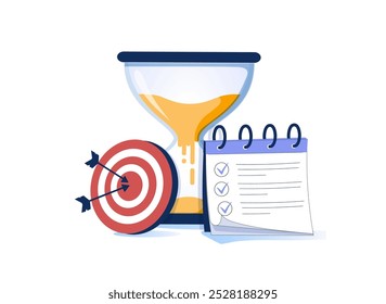 Developing self control system isolated flat vector illustration. Metaphor of target and goal achievement for productive work. Time management and development concept