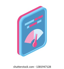 Development abstract interface 3d vector, icon isometric, pink and blue colors, minimalism illustrate