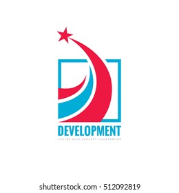 Development - abstract vector logo. Design elements with star sign. Success symbol. Growth and start-up concept illustration.