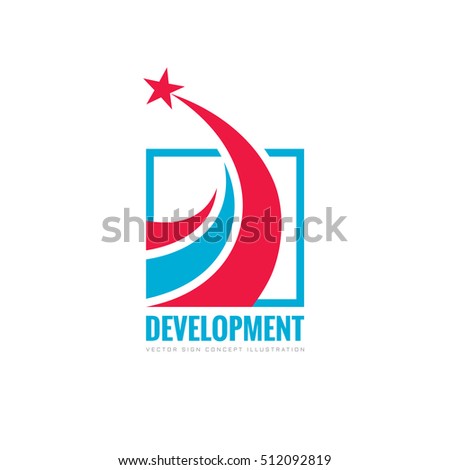 Development - abstract vector logo. Design elements with star sign. Success symbol. Growth and start-up concept illustration.