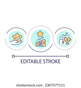 Development and achievement loop concept icon. Winner award. Strategy to get success abstract idea thin line illustration. Isolated outline drawing. Editable stroke. Arial font used