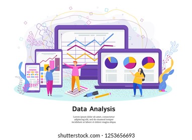 Data Analysis Concept People Analyze Chart Stock Vector (Royalty Free ...