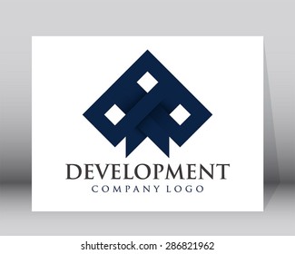 Development arrow up ribbon line art origami logo element business design vector icon shape symbol template