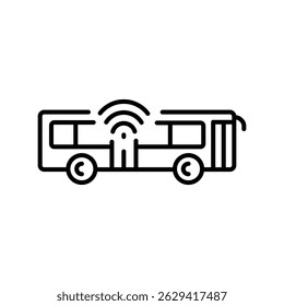 Entwicklung Autonome öffentliche Verkehrsmittel Linie Symbol. Vektorisoliertes Element. Bearbeitbarer Strich.