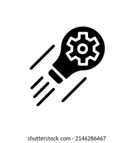 Icono de glifo negro de desarrollo. Mejora y aumento. Idea empresarial e innovación. Movimiento dinámico. Símbolo de silueta en el espacio blanco. Pictograma sólido. Ilustración aislada del vector