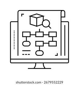 development blueprint research line icon vector. development blueprint research sign. isolated contour symbol black illustration