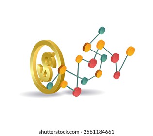 Development of business financial networks concept illustration