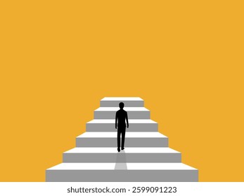 development ,Businessman Climbing the Ladder Step by Step