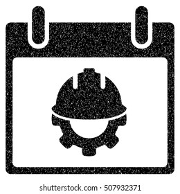 Development Calendar Day grainy textured icon for overlay watermark stamps. Flat symbol with unclean texture. Dotted vector black ink rubber seal stamp with grunge design on a white background.