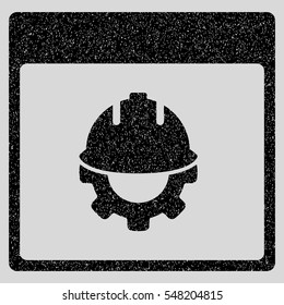 Development Calendar Page grainy textured icon for overlay watermark stamps. Flat symbol with scratched texture.