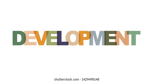 Development card text. Modern lettering poster. Color word art slogan icon. Phrases vector print design elements.