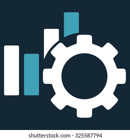 Development Chart vector icon. Style is bicolor flat symbol, blue and white colors, rounded angles, dark blue background.