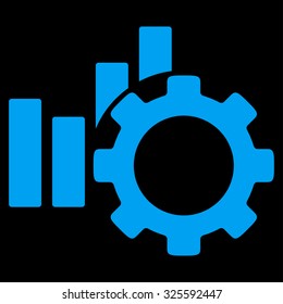 Development Chart vector icon. Style is flat symbol, blue color, rounded angles, black background.
