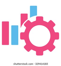 Development Chart vector icon. Style is bicolor flat symbol, pink and blue colors, rounded angles, white background.