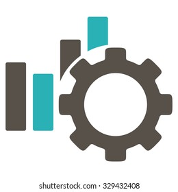 Development Chart vector icon. Style is bicolor flat symbol, grey and cyan colors, rounded angles, white background.