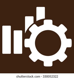 Development Chart vector icon. Style is flat symbol, white color, rounded angles, brown background.