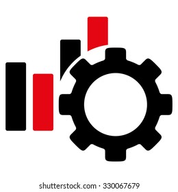 Development Chart vector icon. Style is bicolor flat symbol, intensive red and black colors, rounded angles, white background.