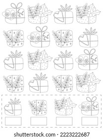 Development of children, find the same, count. Numbers, mathematical account. Coloring book, Puzzle, test, IQ, developing, for schoolchildren, preschoolers. Logic exercises. Christmas games.