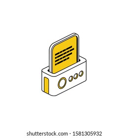 Development code device. Vector line, 3d stroke isometric, color web icon, new flat style. Creative illustration design, abstract idea for infographics.