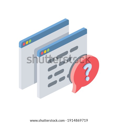 Development code question. Vector 3d isometric, color web or print icons, new flat style. Creative illustration, idea for infographics.