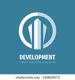 Development concept business logo design. Banking finance creative sign. Invest symbol. Bank icon. Corporate identity. 