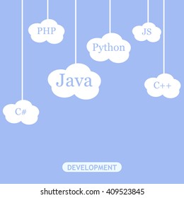 Development concept. Programming language. Background and pattern. Vector illustration.