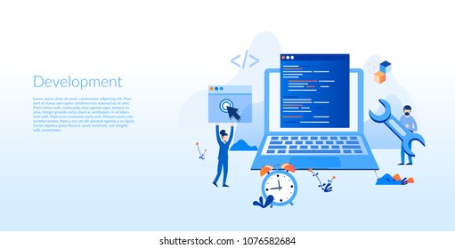 Development Concept for web page, banner, presentation, social media, documents, cards, posters. Vector illustration