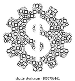 Development Cost composition of tooth gears. Vector tooth gear symbols are grouped into development cost composition.