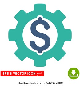 Development Cost EPS vector pictogram. Illustration style is flat iconic bicolor cobalt and cyan symbol on white background.