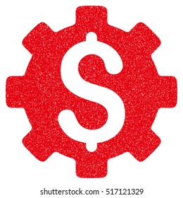 Development Cost grainy textured icon for overlay watermark stamps. Flat symbol with dirty texture. Dotted vector red ink rubber seal stamp with grunge design on a white background.