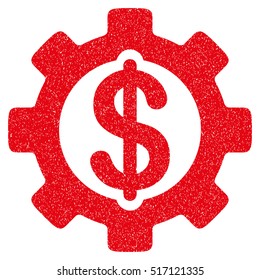 Development Cost grainy textured icon for overlay watermark stamps. Flat symbol with dirty texture. Dotted vector red ink rubber seal stamp with grunge design on a white background.