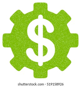 Development Cost grainy textured icon for overlay watermark stamps. Flat symbol with unclean texture. Dotted vector eco green ink rubber seal stamp with grunge design on a white background.