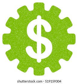 Development Cost grainy textured icon for overlay watermark stamps. Flat symbol with dirty texture. Dotted vector eco green ink rubber seal stamp with grunge design on a white background.