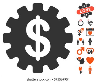 Development Cost icon with bonus decorative pictograms. Vector illustration style is flat iconic symbols for web design, app user interfaces.