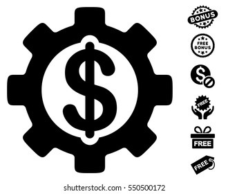 Development Cost icon with free bonus pictograph collection. Vector illustration style is flat iconic symbols, black color, white background.