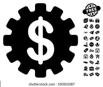 Development Cost icon with free bonus icon set. Vector illustration style is flat iconic symbols, black color, white background.