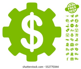 Development Cost icon with free bonus pictograph collection. Vector illustration style is flat iconic symbols, eco green color, white background.