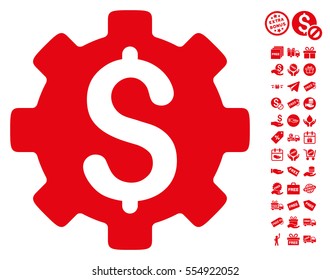 Development Cost icon with free bonus pictograph collection. Vector illustration style is flat iconic symbols, red color, white background.