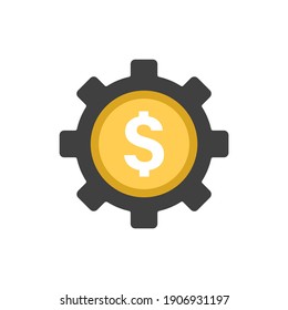 Icono de costo de desarrollo. Color gris. Dinero y equipo.