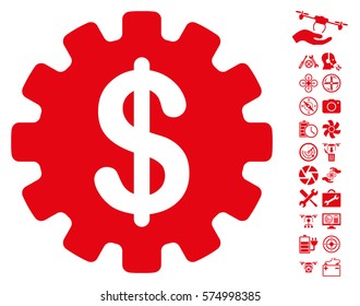 Development Cost pictograph with bonus uav tools pictograms. Vector illustration style is flat iconic symbols on white background.