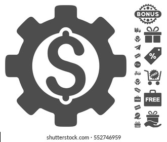 Development Cost pictograph with free bonus pictures. Vector illustration style is flat iconic symbols, gray color, white background.