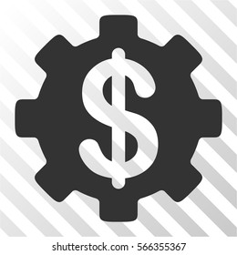 Development Cost vector icon. Illustration style is flat iconic gray symbol on a hatched transparent background.