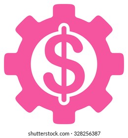 Development Cost vector icon. Style is flat symbol, pink color, rounded angles, white background.