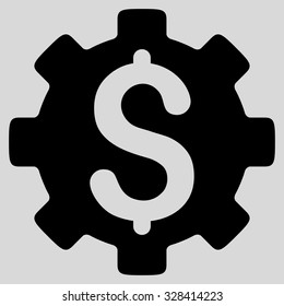 Development Cost vector icon. Style is flat symbol, black color, rounded angles, light gray background.