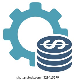 Development Cost vector icon. Style is bicolor flat symbol, cyan and blue colors, rounded angles, white background.