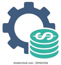 Development Cost vector icon. Style is bicolor flat symbol, cobalt and cyan colors, rounded angles, white background.