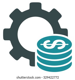 Development Cost vector icon. Style is bicolor flat symbol, soft blue colors, rounded angles, white background.