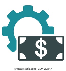 Development Cost vector icon. Style is bicolor flat symbol, soft blue colors, rounded angles, white background.